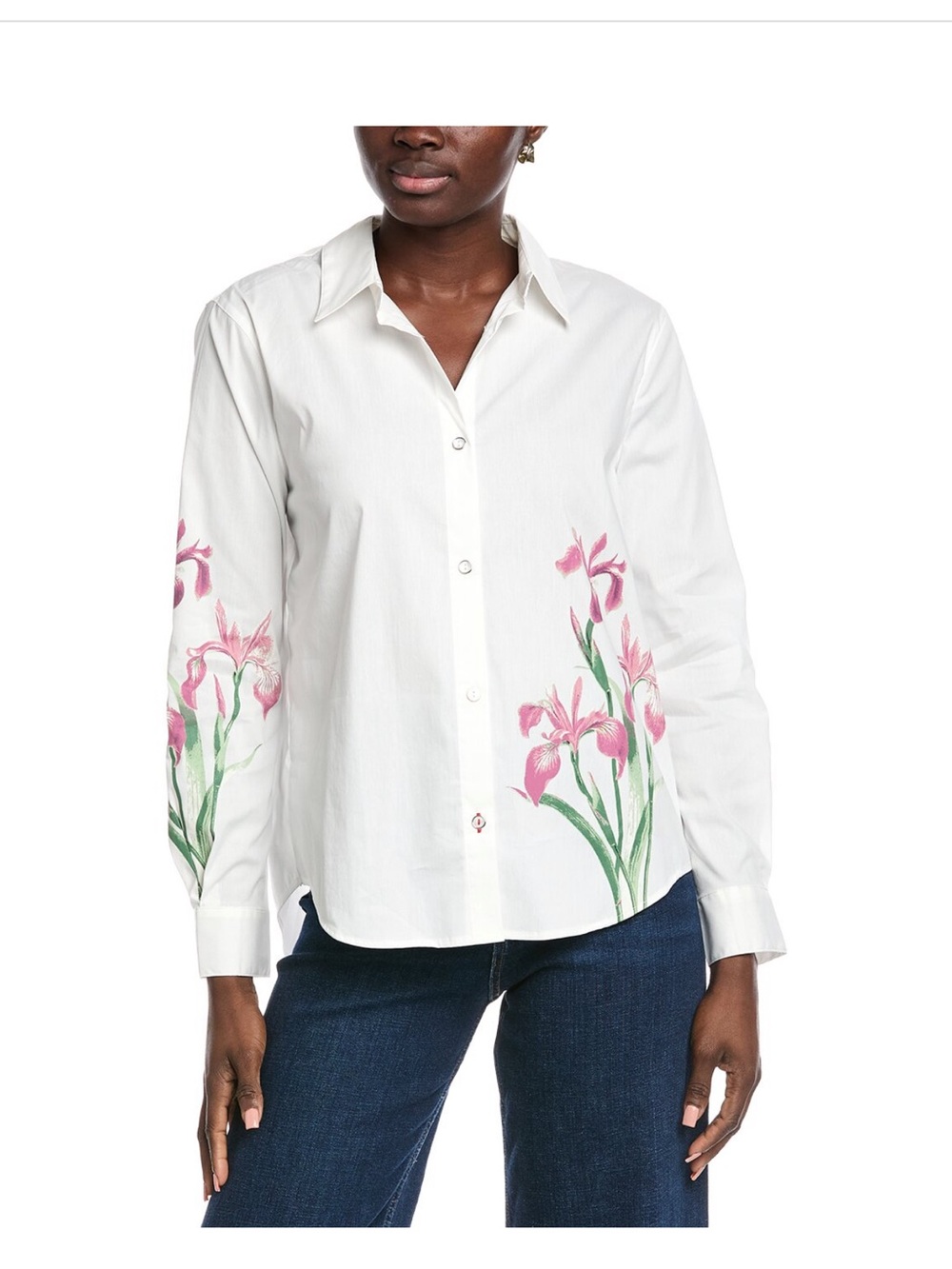 *Hunter White Buttondown Shirt With Flowers - Picture 2 of 4